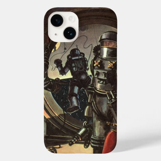 Klassieke sciencefictionastronauten op een ruimtew Case-Mate iPhone case (Achterkant)