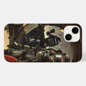 Klassieke sciencefictionastronauten op een ruimtew Case-Mate iPhone case (Achterkant (horizontaal))
