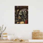 Klassieke sciencefictionastronauten op een ruimtew poster (Keuken)