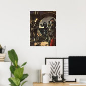 Klassieke sciencefictionastronauten op een ruimtew poster (Thuiskantoor)