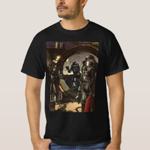 Klassieke sciencefictionastronauten op een ruimtew t-shirt