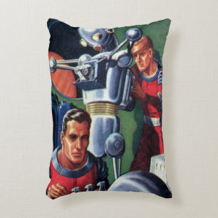 Klassieke sciencefictionastronauten repareren een  accent kussen