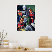 Klassieke sciencefictionastronauten repareren een poster (Keuken)