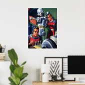 Klassieke sciencefictionastronauten repareren een poster (Thuiskantoor)