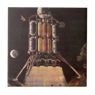 Klassieke Sciencefictionraket die van de planeet a Tegeltje