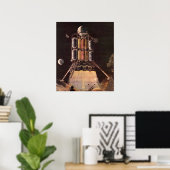 Klassieke Sciencefictionraket die van een planeet Poster (Thuiskantoor)