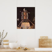 Klassieke Sciencefictionraket die van een planeet Poster (Keuken)