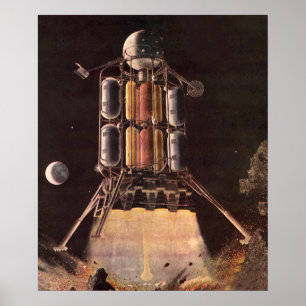Klassieke Sciencefictionraket die van een planeet  Poster