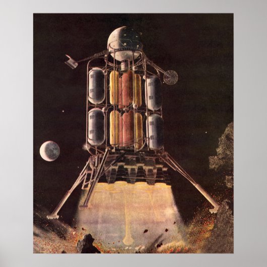Klassieke Sciencefictionraket die van een planeet Poster (Voorkant)