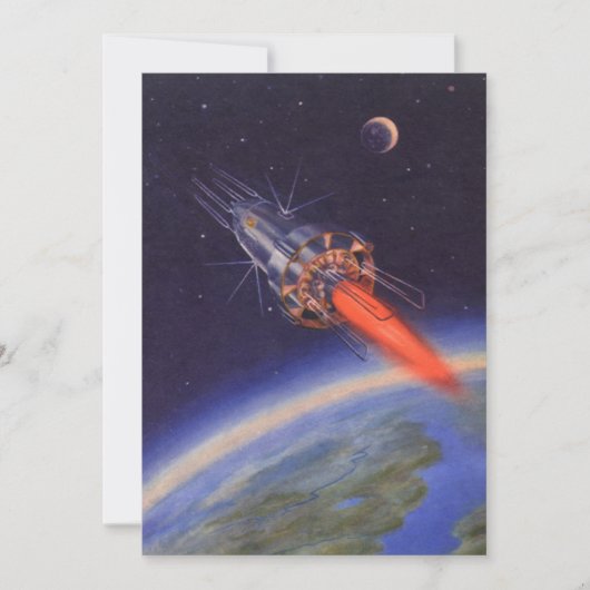 Klassieke sciencefictionraket in de ruimte boven d (Voorkant)