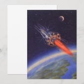 Klassieke sciencefictionraket in de ruimte boven d (Voorkant / Achterkant)