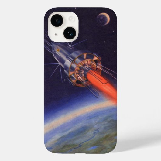 Klassieke sciencefictionraket in de ruimte boven d Case-Mate iPhone case (Achterkant)
