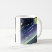 Klassieke sciencefictionraketten in de ruimte per  koffiemok (Voorkant rechts)