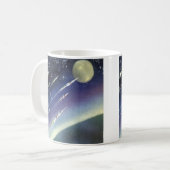 Klassieke sciencefictionraketten in de ruimte per  koffiemok (Voorkant links)