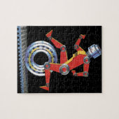 Klassieke Sciencefictionrobot loopt met wiel Legpuzzel (Horizontaal)
