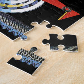 Klassieke Sciencefictionrobot loopt met wiel Legpuzzel (Zijkant)