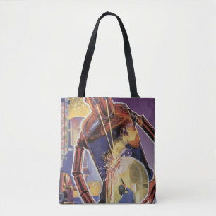 Klassieke Sciencefictionrobot met Laserstraalogen Tote Bag