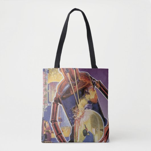 Klassieke Sciencefictionrobot met Laserstraalogen Tote Bag (Voorkant)