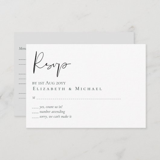 Klassieke Scipt Buddget Wedding RSVP (Voorkant / Achterkant)