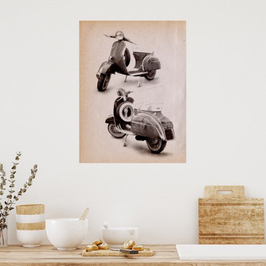 Klassieke scooter 1969 poster (Keuken)