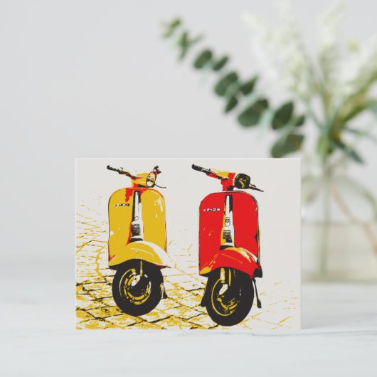Klassieke scooter briefkaart (Staand voorkant)