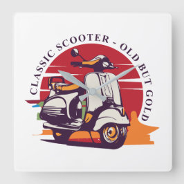 Klassieke scooter oud maar goud vierkante klok