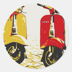 Klassieke scooter ronde sticker