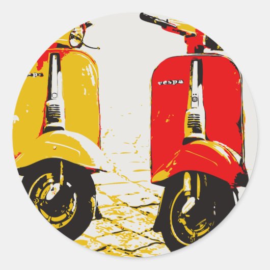 Klassieke scooter ronde sticker (Voorkant)