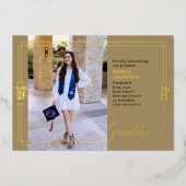 Klassieke Script Afstuderen Green & Gold Foil Folie Uitnodiging (Voorkant)