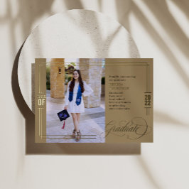 Klassieke Script Afstuderen Green & Gold Foil Folie Uitnodiging