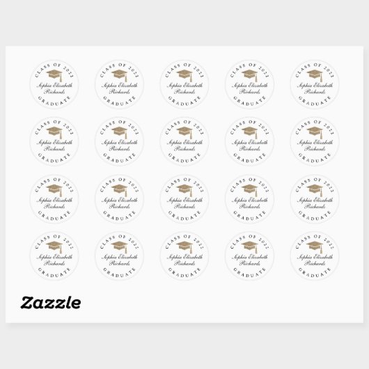 Klassieke Script-Afstuderen Ronde Sticker (Vel)