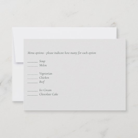 Klassieke Script Budget Huwelijksreactie RSVP Kaartje (Achterkant)