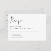 Klassieke Script Budget Huwelijksreactie RSVP Kaartje (Voorkant / Achterkant)