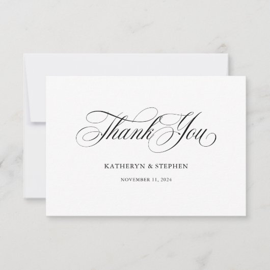 Klassieke Script Calligrafie Elegante Bedankkaart (Voorkant)