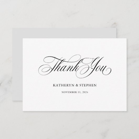Klassieke Script Calligrafie Elegante Bedankkaart (Voorkant / Achterkant)