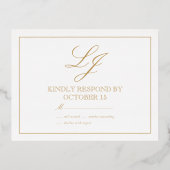 Klassieke Script Calligrafie Monogram Bruiloft RSV Folie Uitnodiging Briefkaart (Achterkant)