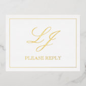 Klassieke Script Calligrafie Monogram Bruiloft RSV Folie Uitnodiging Briefkaart (Voorkant)