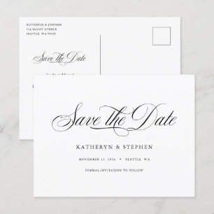Klassieke Script Calligraphy Elegant Save the Date Briefkaart