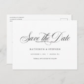 Klassieke Script Calligraphy Elegant Save the Date Briefkaart (Voorkant / Achterkant)