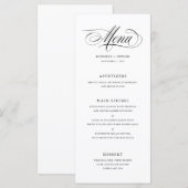 Klassieke Script Calligraphy Weddenrenmenu Menu (Voorkant / Achterkant)