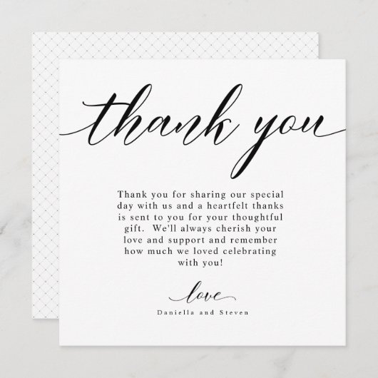 Klassieke Script Calligraphy Weddenschap Hartelijk Kaart (Voorkant / Achterkant)