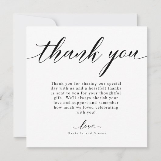 Klassieke Script Calligraphy Weddenschap Hartelijk Kaart (Voorkant)