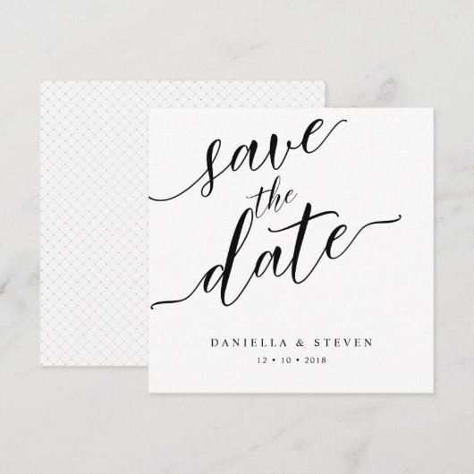 Klassieke Script Calligraphy Wedding Save the Date Kaart (Voorkant / Achterkant)
