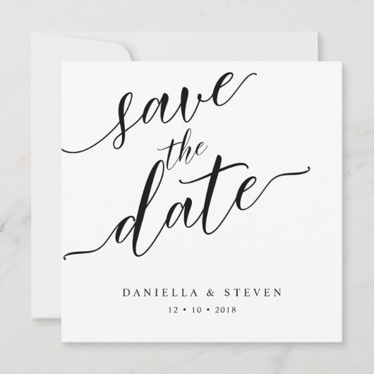 Klassieke Script Calligraphy Wedding Save the Date Kaart (Voorkant)