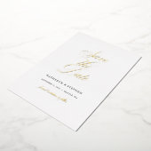 Klassieke Script Elegant Wedding Save the Date Gol Folie Uitnodiging (Gedraaid)
