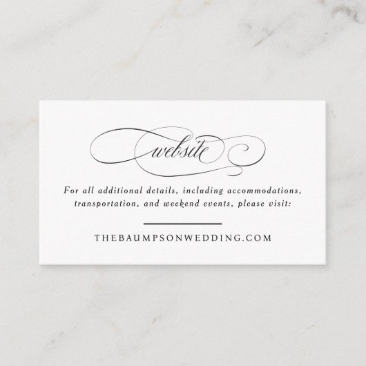 Klassieke Script Elegantie Bruiloft Kleine Website Informatiekaartje (Voorkant)