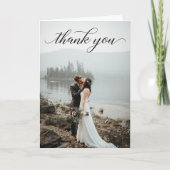 Klassieke Script Foto Bruiloft Gevouwen Dank u Kaa Bedankkaart (Voorkant)