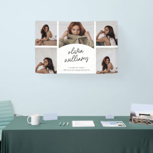 Klassieke Script Foto Collage Afstuderen  Spandoek (Beurs)