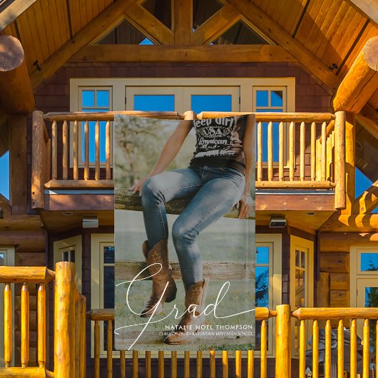 Klassieke Script Foto Modern Cool Graduation Party Spandoek