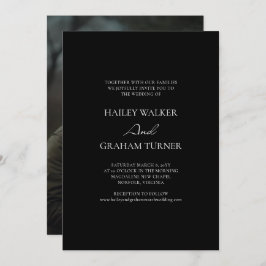 Klassieke Script kalligrafie zwart foto bruiloft Kaart